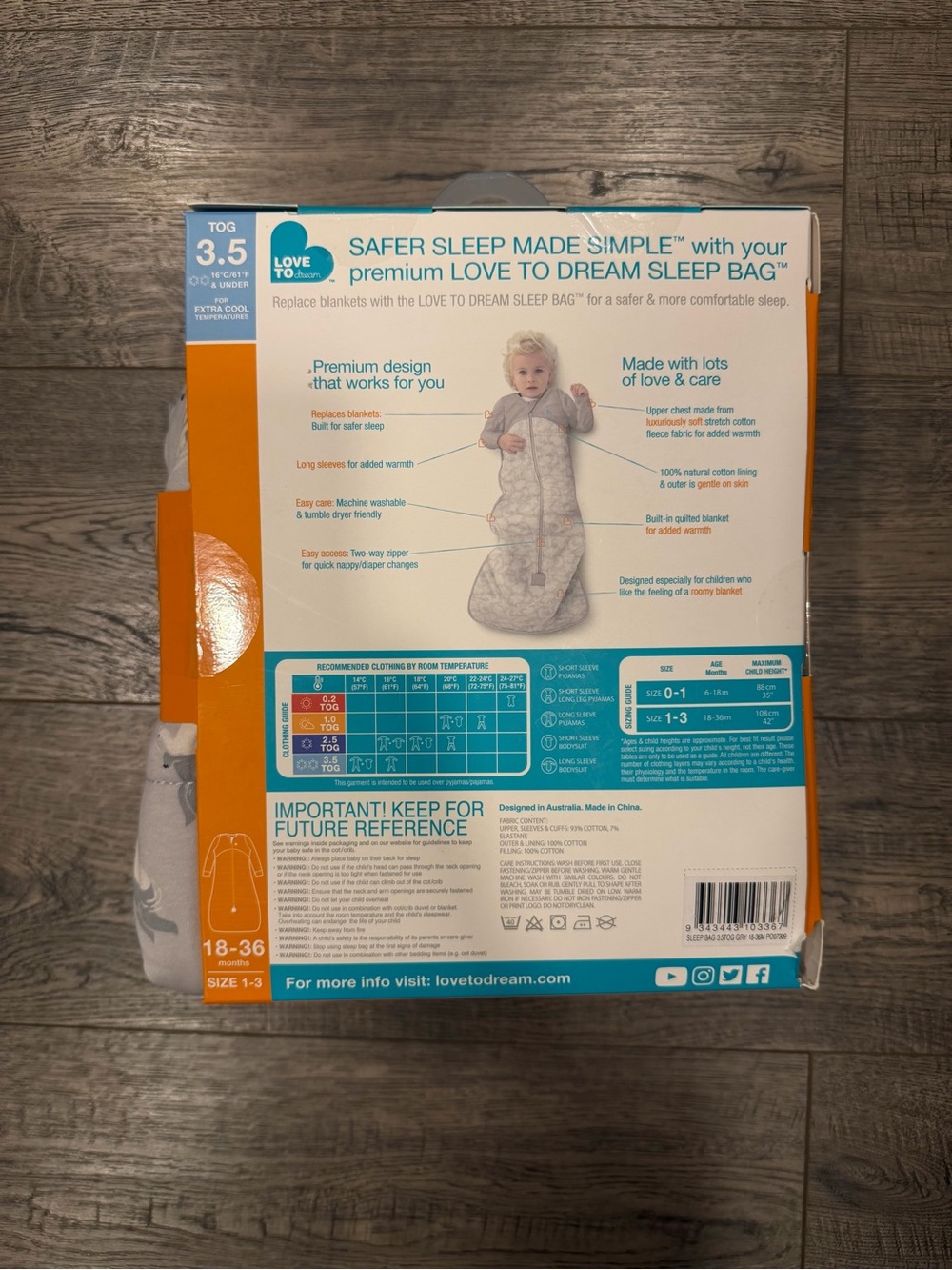 Love to dream Sleep Bag 3.5 Tog- Stage 3 6-18M - Picture 3 of 3